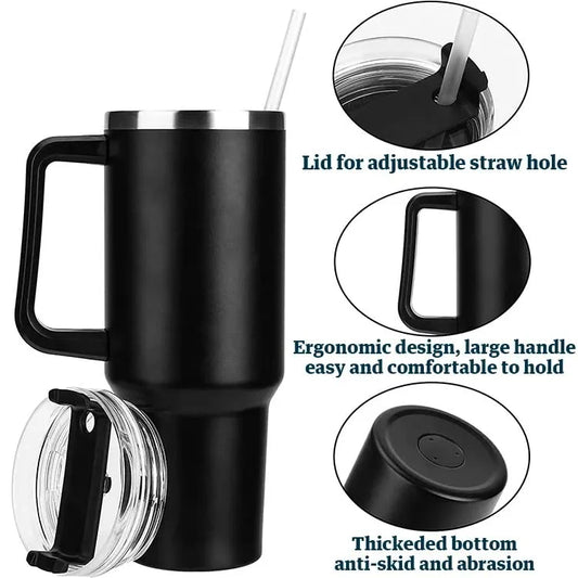 10315 Tumbler Mug with Handle, Stanley Cup with Straw and Handle, Stainless Steel Coffee Mug with Lid Coffee Mug, Insulated Water Bottle for Hot Iced Drink (1200ml)