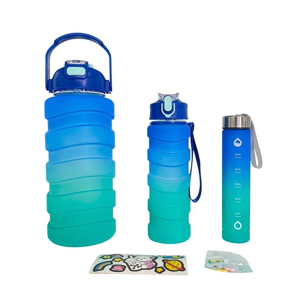 20463 Water Bottle ABS 3Pcs Water Bottle Set Unbreakable Sports Fitness Gym Water Bottle, Leakproof Durable BPA Free Non-Toxic Bottle for Office (Random Color)