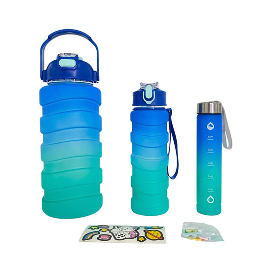 20463 Water Bottle ABS 3Pcs Water Bottle Set Unbreakable Sports Fitness Gym Water Bottle, Leakproof Durable BPA Free Non-Toxic Bottle for Office (Random Color)