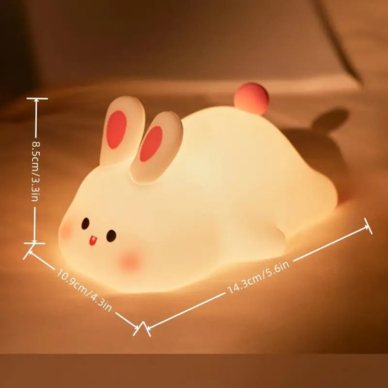 2313 Silicone Cute Bunny Night Light for Kids, LED Squishy Novelty Animal Night Lamp Touch Sensor