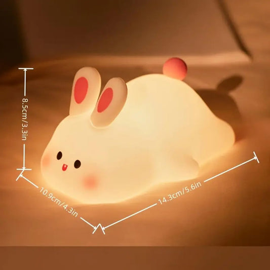 2313 Silicone Cute Bunny Night Light for Kids, LED Squishy Novelty Animal Night Lamp Touch Sensor