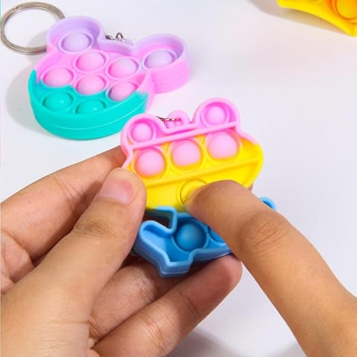 0671  Pop It Fidget Toy Key Chain Rings for Kids and Adults {Random Design}