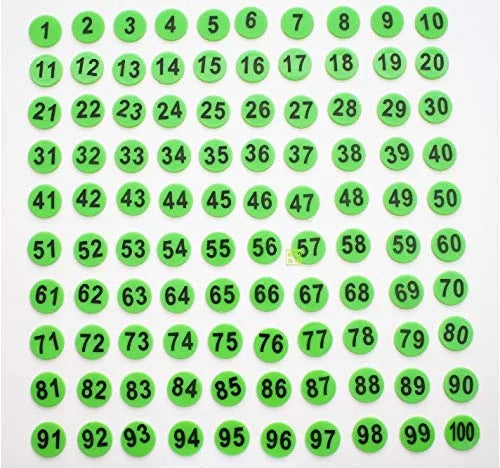 20115 Token/Coin | Chips for Board Games and Other uses | Round Shape Plastic 1 to 100 Numeric Token Coins Without Holes {Multicolor}