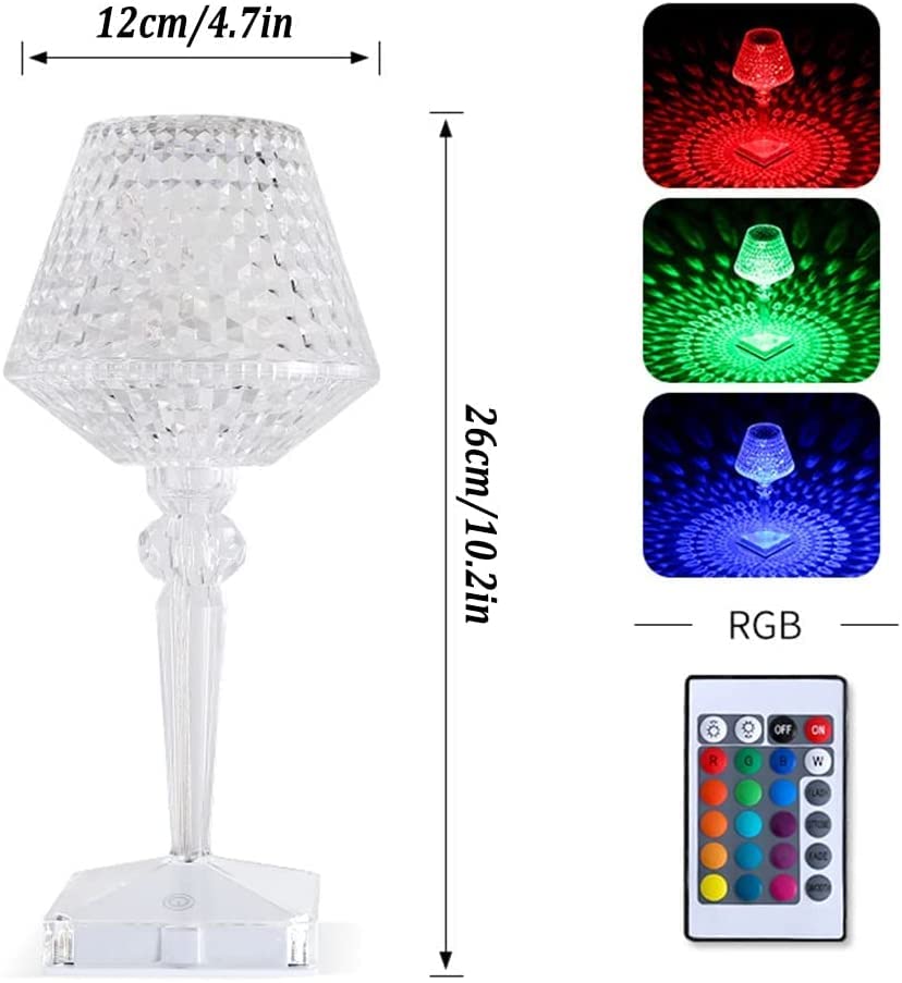 10793 16 Color Mode RGB Diamond Table lamp Touch Control Decorative Table Light with Remote Control Crystal Table Lamp for Bedroom LED Bedside Desk Lamp