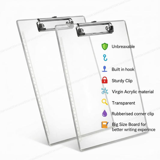 20958 Clear Exam Board for Students | Transparent Exam Board | Thick Strong Moulded Clipboard with Hanger for Examination Board,Writing Pad for School Students