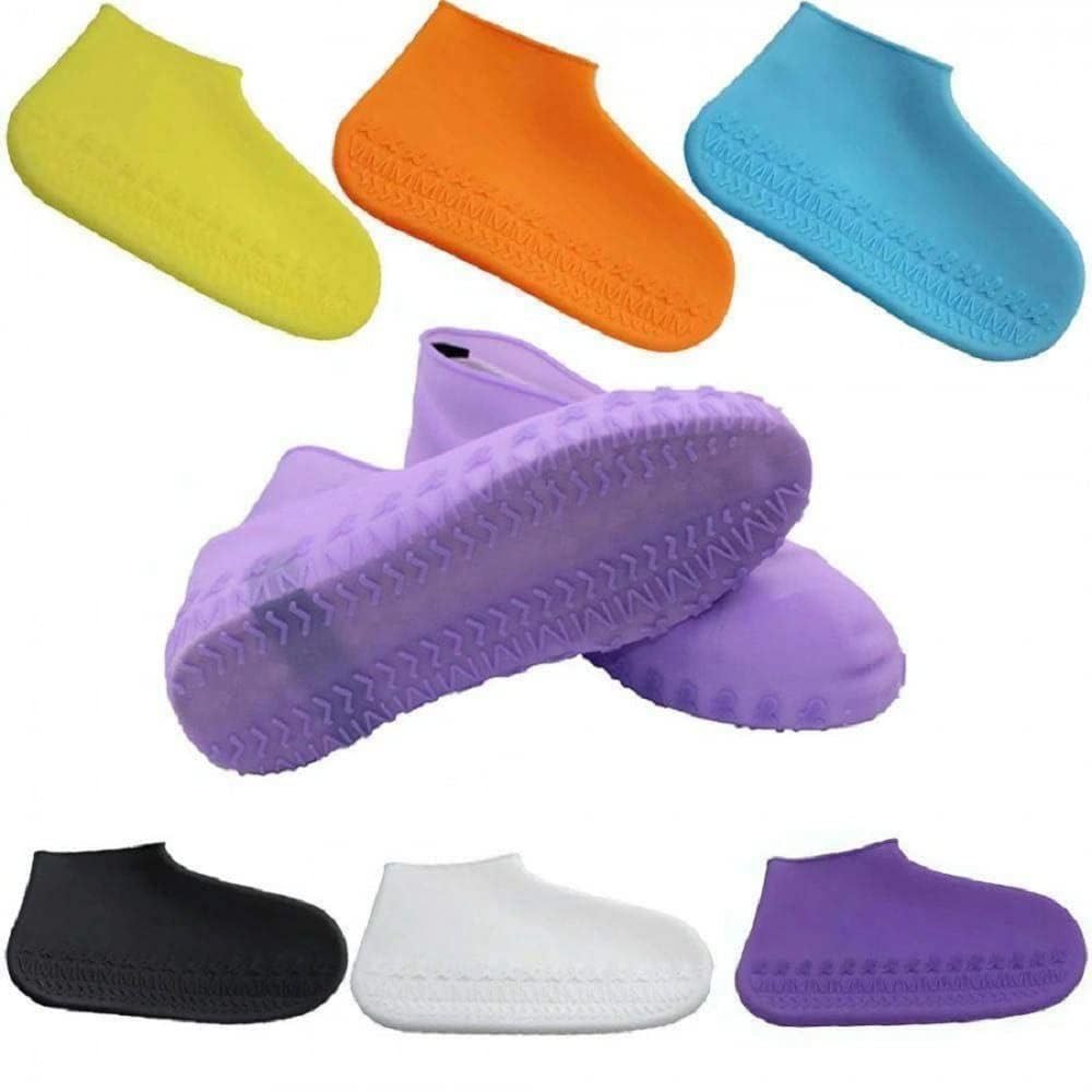 20780 {L Size} 1 Pairs Reusable Rain Shoe Covers, Anti-Slip Water Resistant Overshoes Silicone Rubber Shoe Cover Protectors for Kids, Men, Women {Random Color}