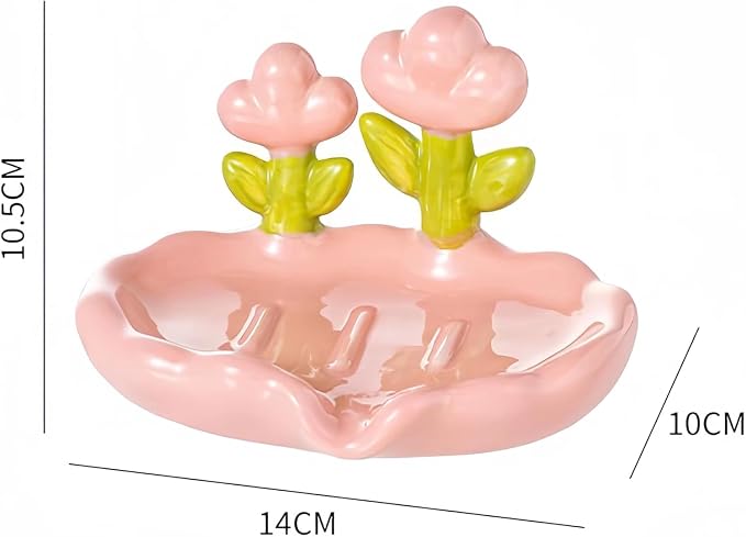 21077 Bathroom Soap Dish,Kitchen Sink Soap Tray,Ceramic Soap Dish Holder,Self-Draining and Multiple Styles for Bathroom Kitchen Accessories Extend Soap Life,Easy Dry