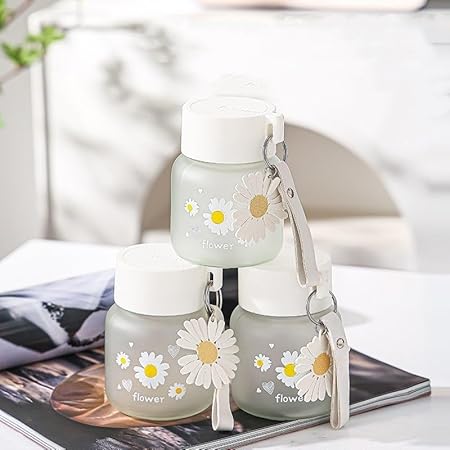 20162 Daisy Cup Aesthetic Water Bottle with Flower Lid, Cute Reusable & Leakproof Tumbler for Daily Use 350 Ml