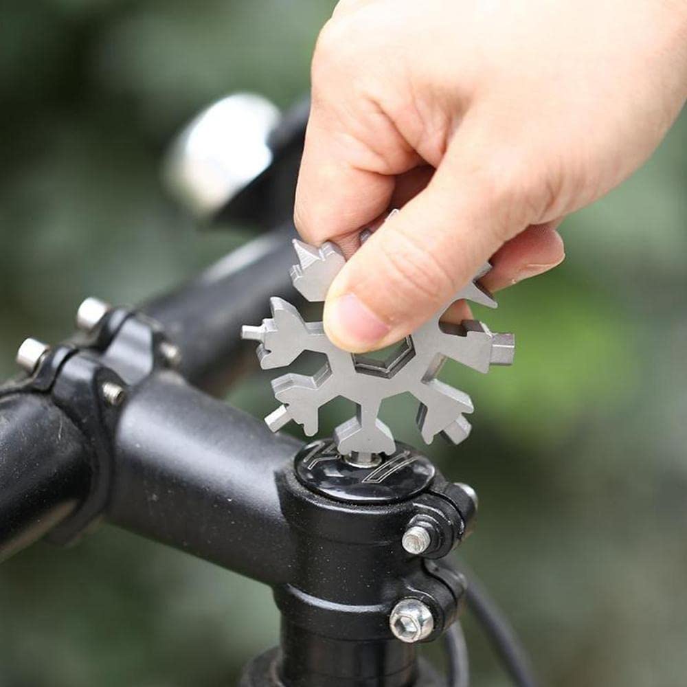 20523 Snowflake Multi-Tool Stainless Steel Snowflake Keychain Tool 18-in-1 Incredible Tool Snowflake Screwdriver Tactical Tool for Outdoor Camping