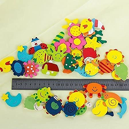 20686 {12 Pcs} Wooden Fridge Calendar Magnet Toy Shape Refrigerator Magnets Cartoon Cute Decorative Sticker for Metal Door Office Whiteboard Return Gifts For Kids