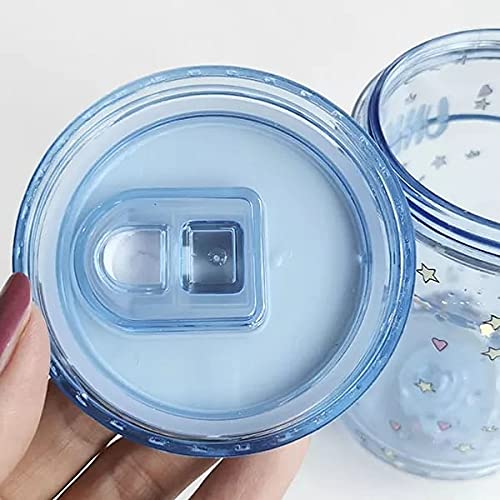 9074 Cute design Double Layer Bottle with Inside Sequence Glitter 240 ml