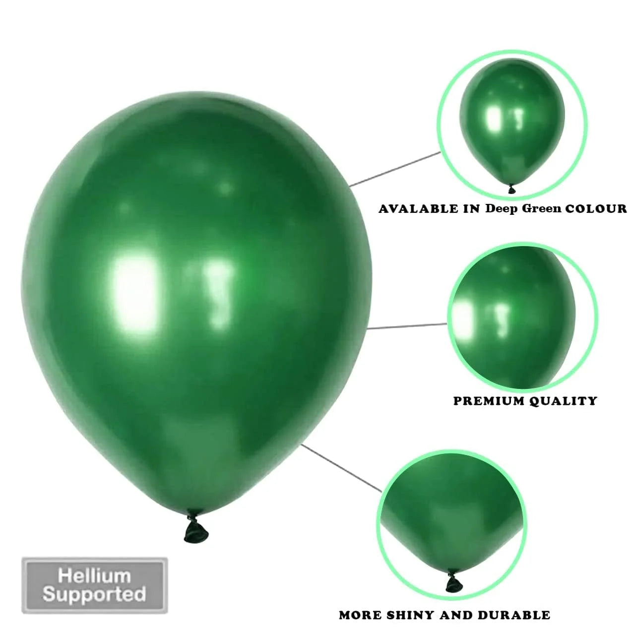 2030 (50 Pcs)green Metallic Balloons