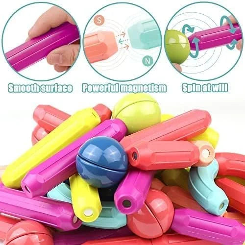 11184 {36 Pcs} Magnetic Toy Set,Magnetic Balls and Rods Building Blocks Set,Magnet Building Sticks Set,Vibrant Colors,Magnetic Stick Stacking,Stacking Toys for Boys and Girls