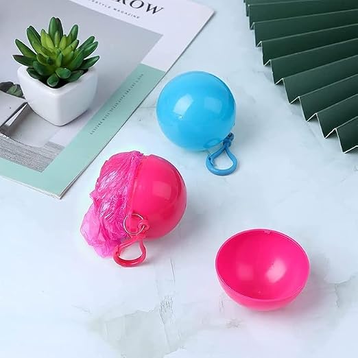 20726 Disposable Ball Raincoat - Stylish Spherical Keychain for Outdoor Events, Travel, and Anywhere | Lightweight, Foldable, Multi-color Rain Protection {Random Color}