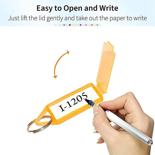20017 Multicolour Plastic Transparent Keyring & Keychain with Name Tag Two Side Id Label and Split Ring for Office {50 Pcs}