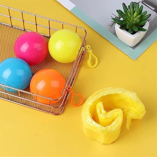20726 Disposable Ball Raincoat - Stylish Spherical Keychain for Outdoor Events, Travel, and Anywhere | Lightweight, Foldable, Multi-color Rain Protection {Random Color}