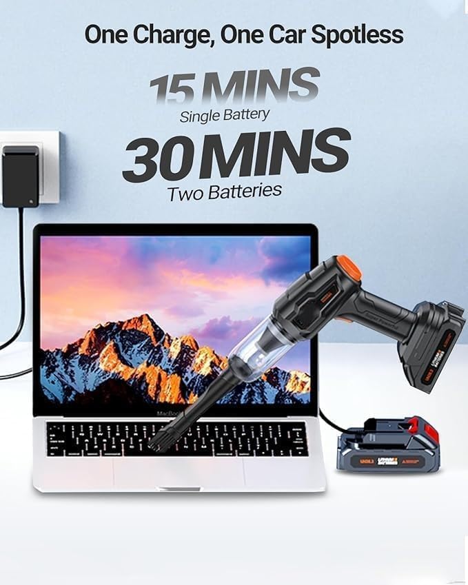 10405 Handheld Car Vacuum Wireless, Portable Vacuum Cleaner with 21000pa High Power Suction, Two Batteries Long Endurance