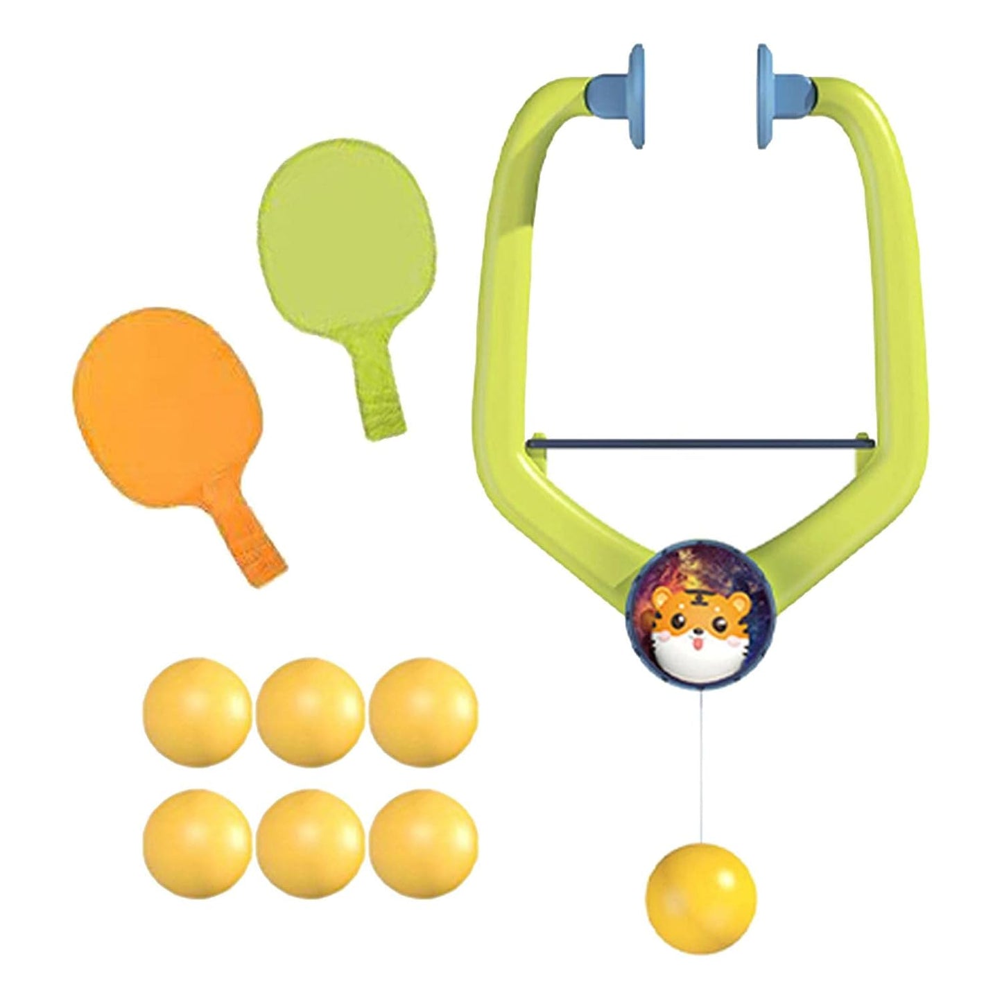 20932 Indoor Hanging Table Tennis Trainer Paddles and Balls No Need Table Portable Solid Rackets 6 Balls Self Training and Workout Indoor Gaming Set