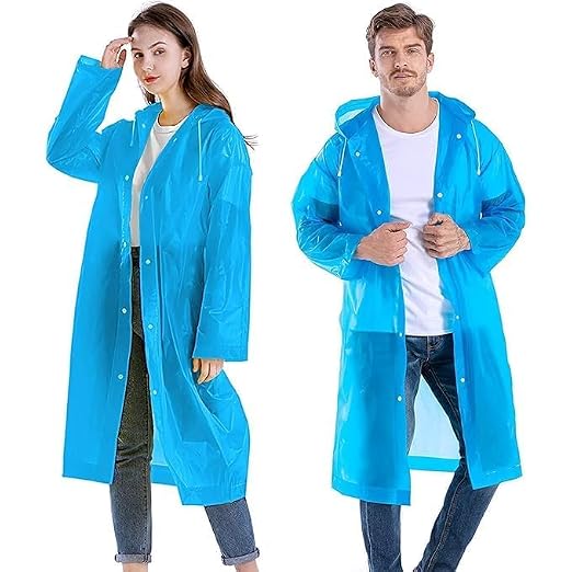 20872 Raincoat for Men Women  Waterproof EVA Rain Coat with Hood | Lightweight Reusable Foldable | Bike Scooty Riding Travel Monsoon | Full Length Poncho Rainwear {Random Color}