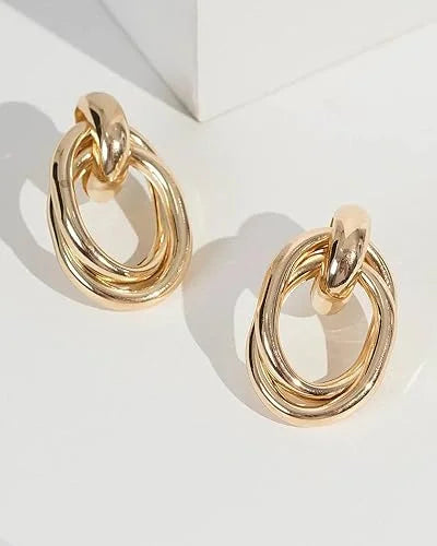 10413 {12 Pair} Womens Jewellery Gold Plated Knot Clip-On Earrings