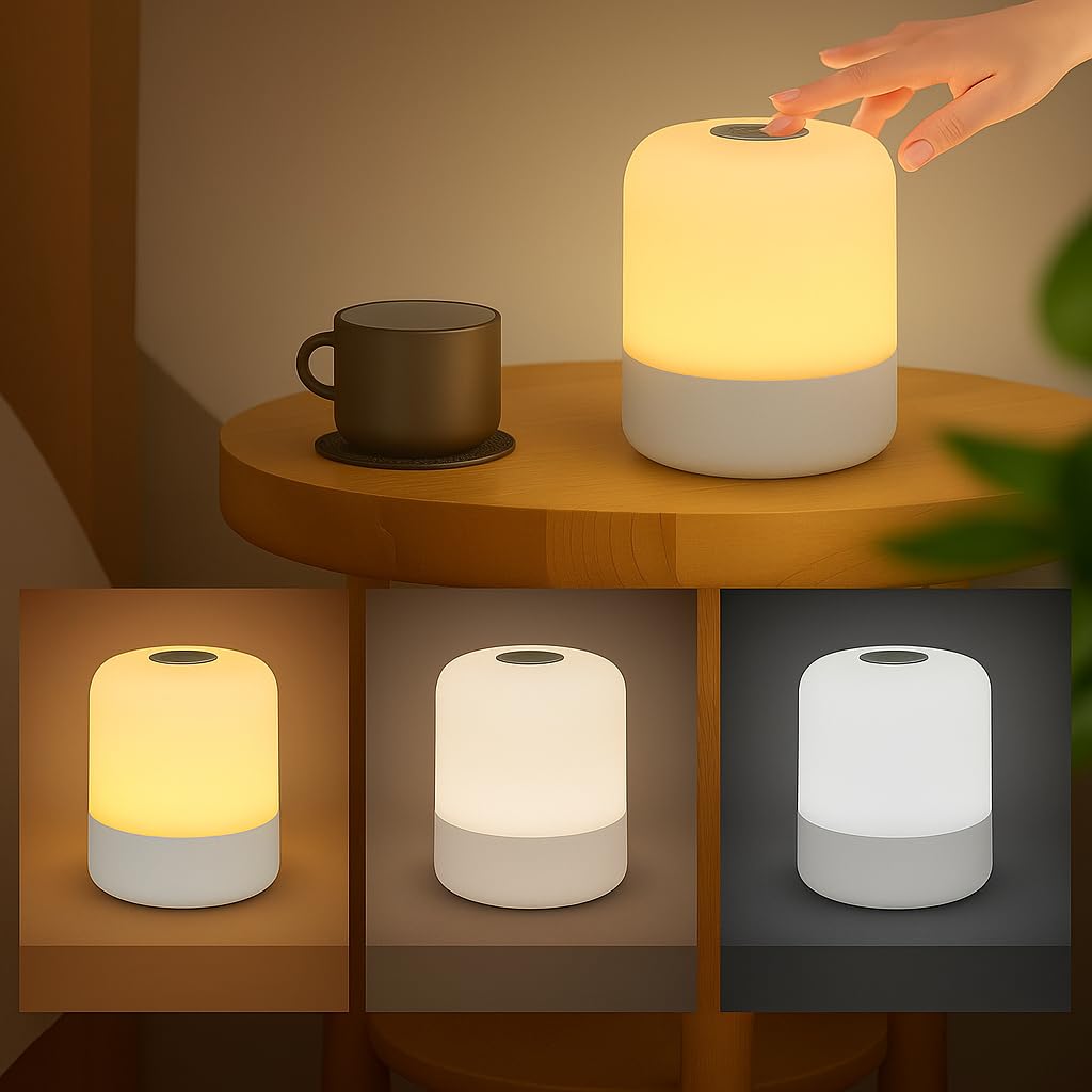 NC-B003 Oval Shaped LED Table Lamp – USB Rechargeable Touch Night Light with 3 Modes