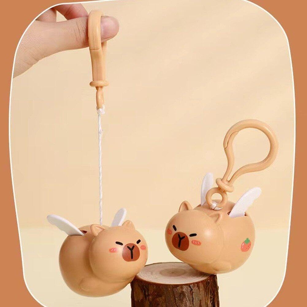 9099 Flying Capibara Keychain, Cute Funny Animal Keychains for Kids, Backpack, Hanging {Random Caracter}