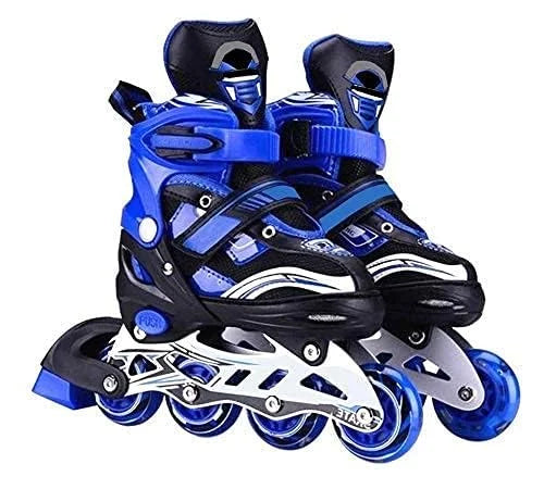 20065 Adult Inline Skates Size Adjustable All Pure Pu Wheels It Has Aluminum Which Is Strong With Led Flash Light On Wheels Age Group 6-14 Years (Multicolor)