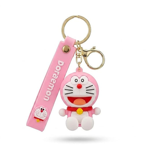 21328 Silicone Keychain Doraemon with Strap Cute Anime Keyring Bag Charm for Car, Bike, Backpacks Gift Kids Boy Girls