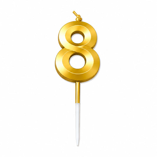 21147 {Pack of 12} Number 8 Birthday Cake Candle, Gold, Shiny Metallic Finish, 4.5cm, Perfect for Any Occasion