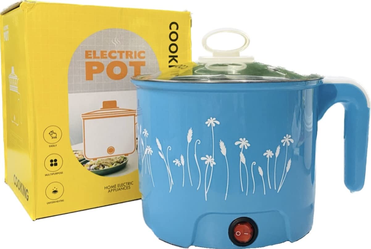 20544 Electric Mini Cooking Pot with Glass Lid & Handle, Multi-Purpose Portable Electric Kettle for Boiling Noodles Soup Milk Tea Eggs, Compact Travel Hot Pot for Home Hostel Office Use