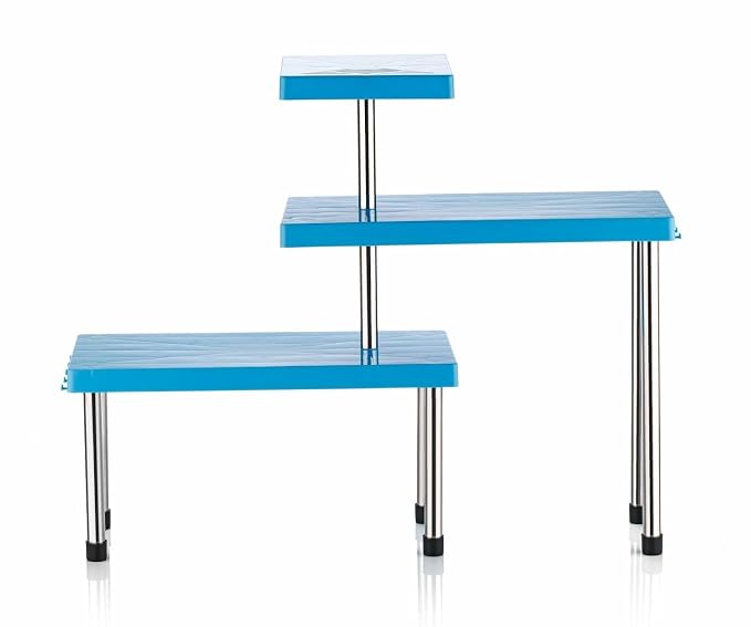20977 Countertop Organizer Rack | 3 Tier | Kitchen Corner Shelf | Adjustable Stand for Office, Cabinet & Bathroom | Multi-Purpose Storage for Spice Jars and Bottles | Space-Saving Organiser