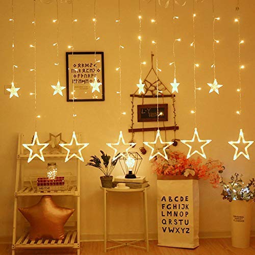 TL-772 SMART Star Lights | 6 Big and 6 Small Star 115 LEDs | Yellow Color | USB Operated | Botton Control | Star Lights for Decoration