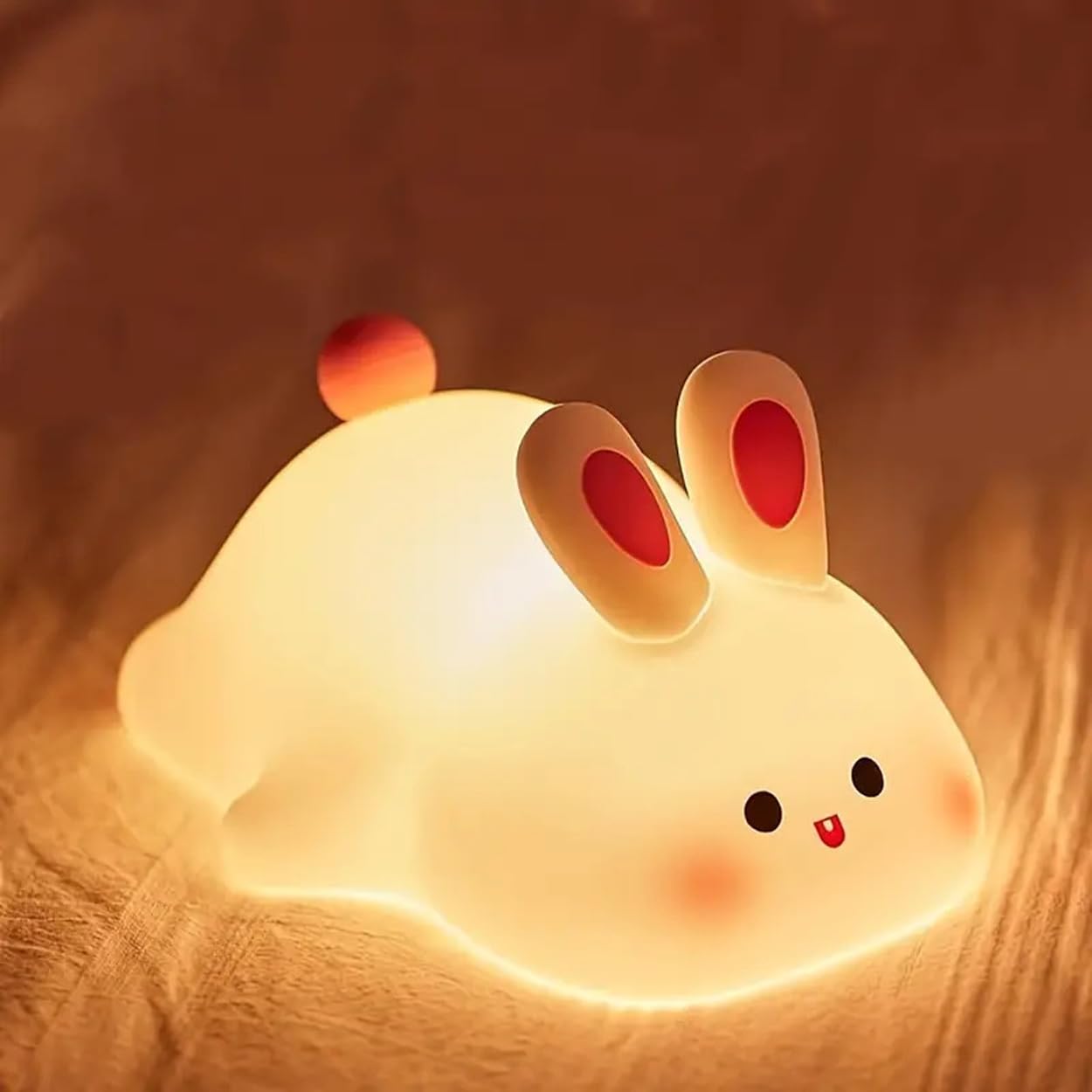2313 Silicone Cute Bunny Night Light for Kids, LED Squishy Novelty Animal Night Lamp Touch Sensor