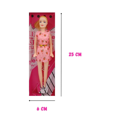 20959 (Pack of 1) Stylish Girl Fashion Doll Toy – Movable Hands & Head, Printed Dress – Gift Toy for Girls(random colour)
