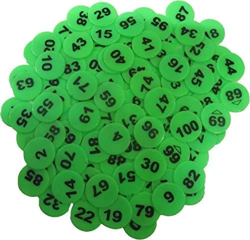 20115 Token/Coin | Chips for Board Games and Other uses | Round Shape Plastic 1 to 100 Numeric Token Coins Without Holes {Multicolor}