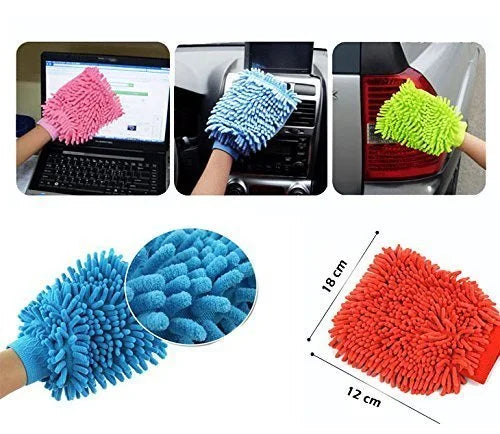 10129 Double Sided Microfiber Wash Mitt Gloves,Dust Cleaning Gloves