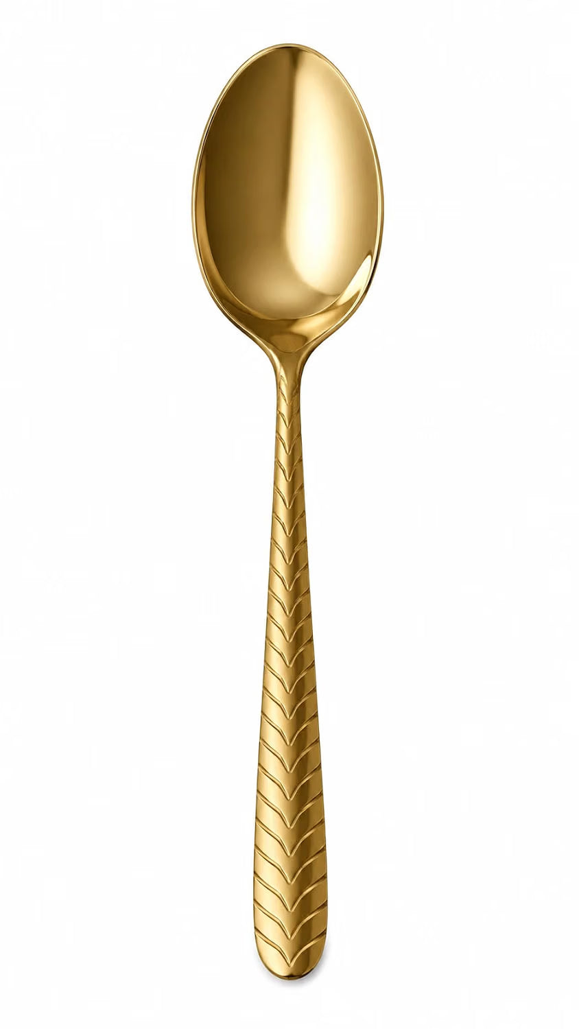 21237 Golden Steel Spoons Set of 6 Shiny Mirror Finish Rust Resistant & Food Safe Lightweight Stainless Steel Spoons for Dining, Tea, Coffee & Desserts Easy to Clean Cutlery Set