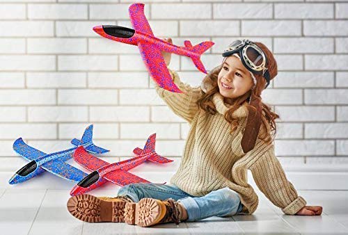 20132 Foam Plane With Light – Large Throwing Glider With Dual Flight Mode for Children 3 to 8 Years Old {Multicolor}