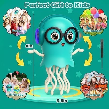 20556 Dancing Jellyfish Toy with Light Up Musical Features and 360 Degree Rotating Tentacles | Automatic Moving Cartoon Jelly Fish Toy for Kids Boys Girls (Multicolor)
