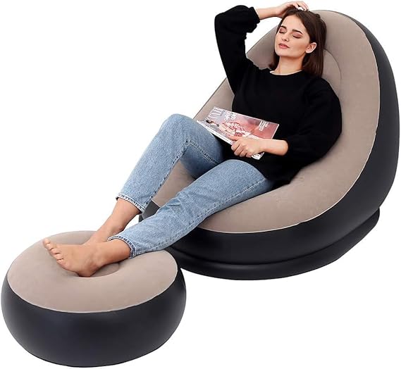 20476 Inflatable Lounge Chair for Adults, Foldable Air Couch Sofa with Push Pump, Inflatable Lazy Sofa for Gaming Bedroom Indoor Outdoor Size=55Cm*55Cm*29CM