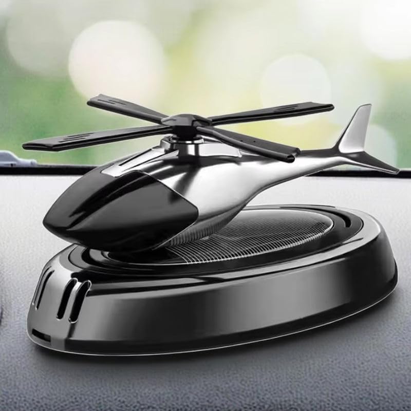 KTP030 Car Air Freshener Car Fragrance Diffuser Creative Solar Helicopter Perfume Ornament Solar Aromatherapy Decorative Car Dashboard Aromatherapy SILVER