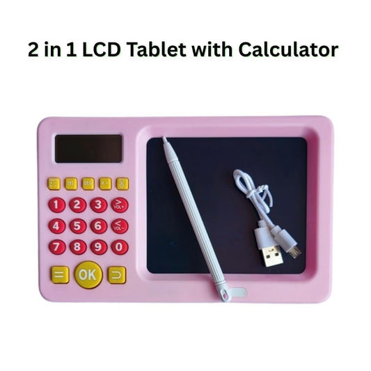 BB-20 Rechargeable Early Education 2 in-1 Montessori Electric Math Calculator Toy Tablet with LCD Screen for Kids, Children, Toddler Maths Learning & Training Machine {Pink/ Blue}