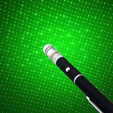 20765 Laser Pointer Pen Set with Multiple 8 Star Caps | High Power Green Laser Light Pen for Presentation, Teaching & Outdoor Use | Metal Body Laser Pointer Kit