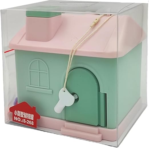 S-268  Hut Shape Password Lock Piggy Bank for Kids, Cute Coin Bank Large Piggy Banks | Money Banks Birthday for Boys Girls, Adult Coin Saving Boxes Home Decoration