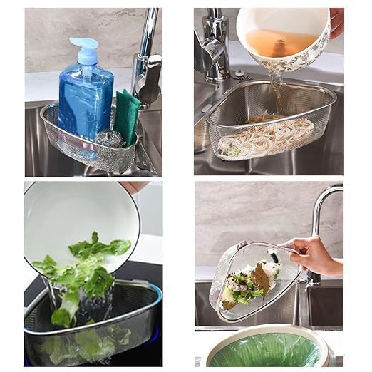 20302 Multifunctional Food Strainer Stainless Steel Sink Corner Strainer Basket for Kitchen Waste/Vegetable/Fruit