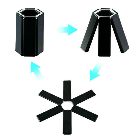 10826 Folding Pot Mat, Foldable Trivets Black Heat Insulating for Dining Room for Pot