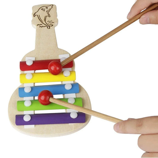 11236 Toys Xylophone Guitar Wooden (5 Nodes) | Kids First Musical Sound Instrument Toy |
