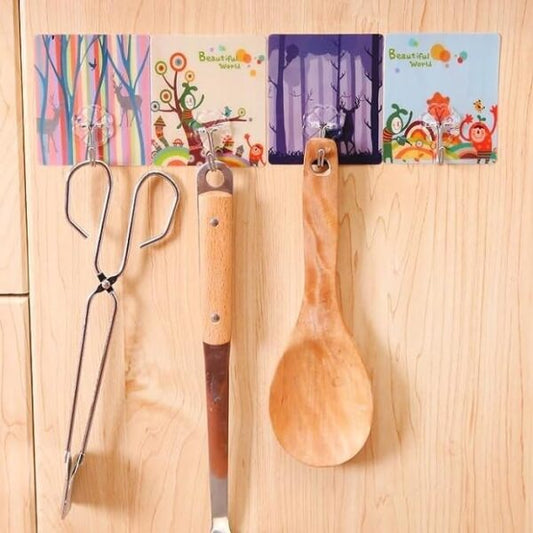 10533 Hook Design 12 PCS Cute Sticky/Adhesive Hooks, Water Proof, Decorative Wall Hook with Cartoon Designs, Hanger for Office, Home, Bedroom, Bathroom, or Kitchen