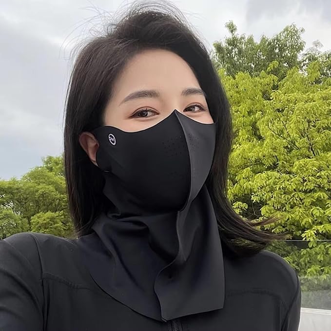 Unisex Cooling Neck Gaiter Face Mask For Women & Men - Breathable UV Protection Sun Mask for Outdoor Sports Cycling Running - Black