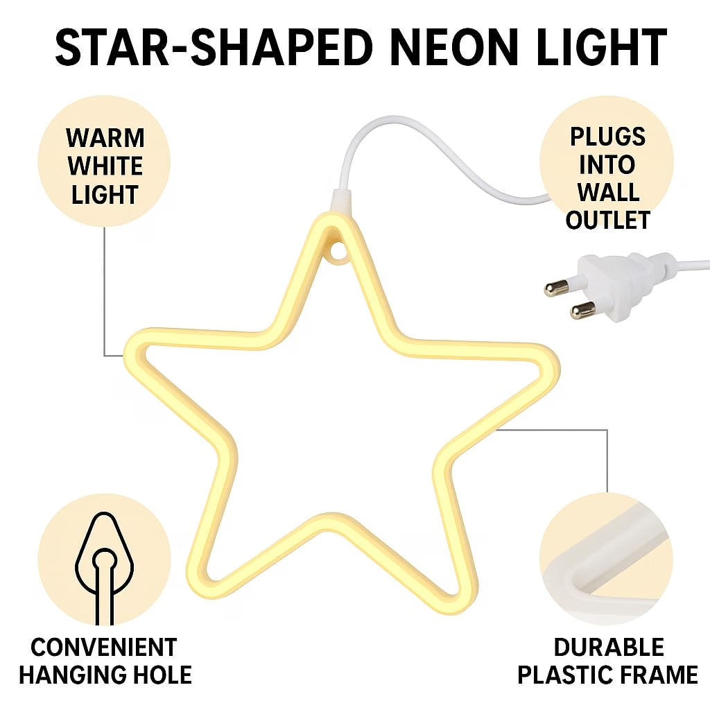 21211 Warm White Star Neon Light LED Wall Lamp_